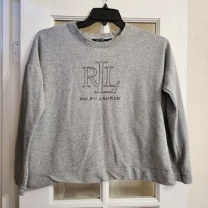 Lauren Ralph Lauren Gray Logo Sweatshirt Pullover Top Small LN61758